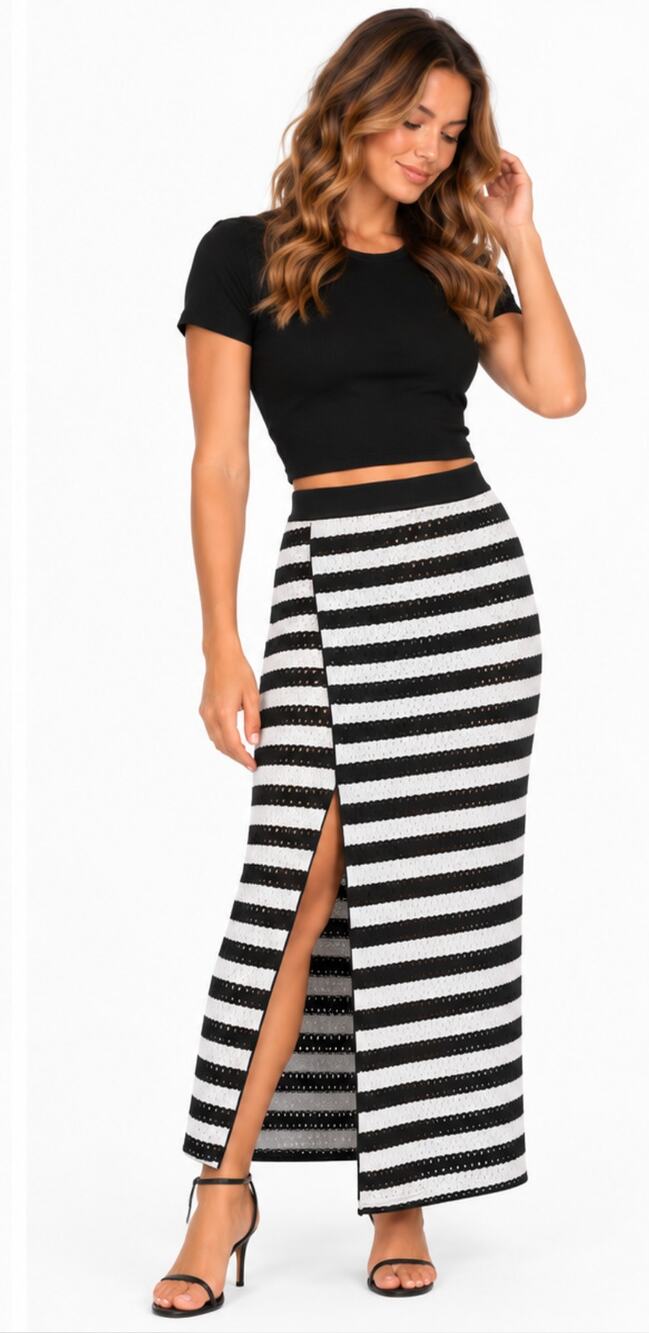 NWT Tart Knit Stripe Maxi Side Slit Giovanna Skirt Small